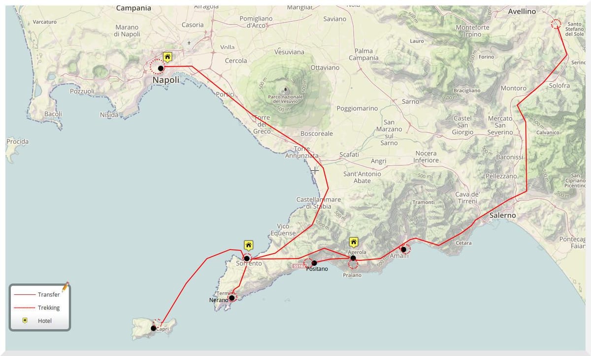 Peta naples itali berjalan tour